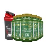 Kit Ômega 3 1000mg Hf Suplements 6x 120 Caps + Coqueteleira