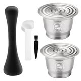 Kit 2 Cápsula Nespresso Reutilizável Inox Café Coffee Pilão