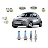 Kit Lampada Super Branca + Leds Ford Ka Farol H7 H1 97/2007