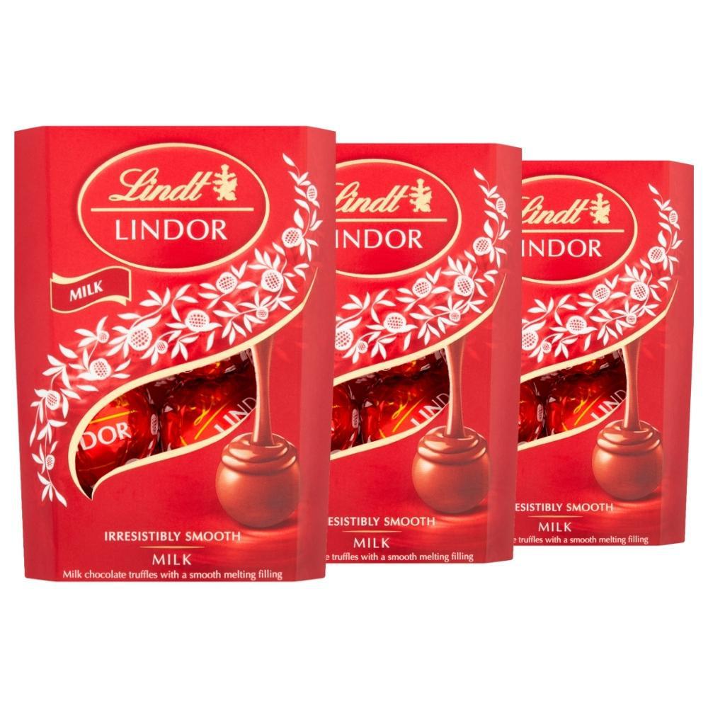 Bombom De Chocolate Suiço, Lindt Lindor, 3 Caixas De 37g