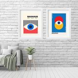 Kit 2 Quadros Grandes Bauhaus Olhos - 60x48cm