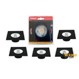 Kit 05 Spot Led Preto Avant Quadrado Luz Amarela 3000k 5w