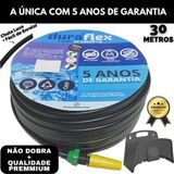 Mangueira Para Jardim 30 Metros Preta Chata Luxo + Suporte