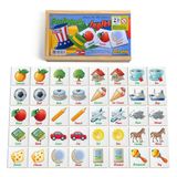 Jogo Memória Educativo 40 Peças Inglês/português Mdf 22cm