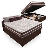 Cama Box Baú Casal + Colchão De Molas Comfort Prime Classic Superlastic 138x188x64 Cor:marrom