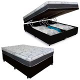 Cama Box Baú King Sintético + Colchão Castor Class One Face Molas Tecnopedic 193x203x67 Cor:preto