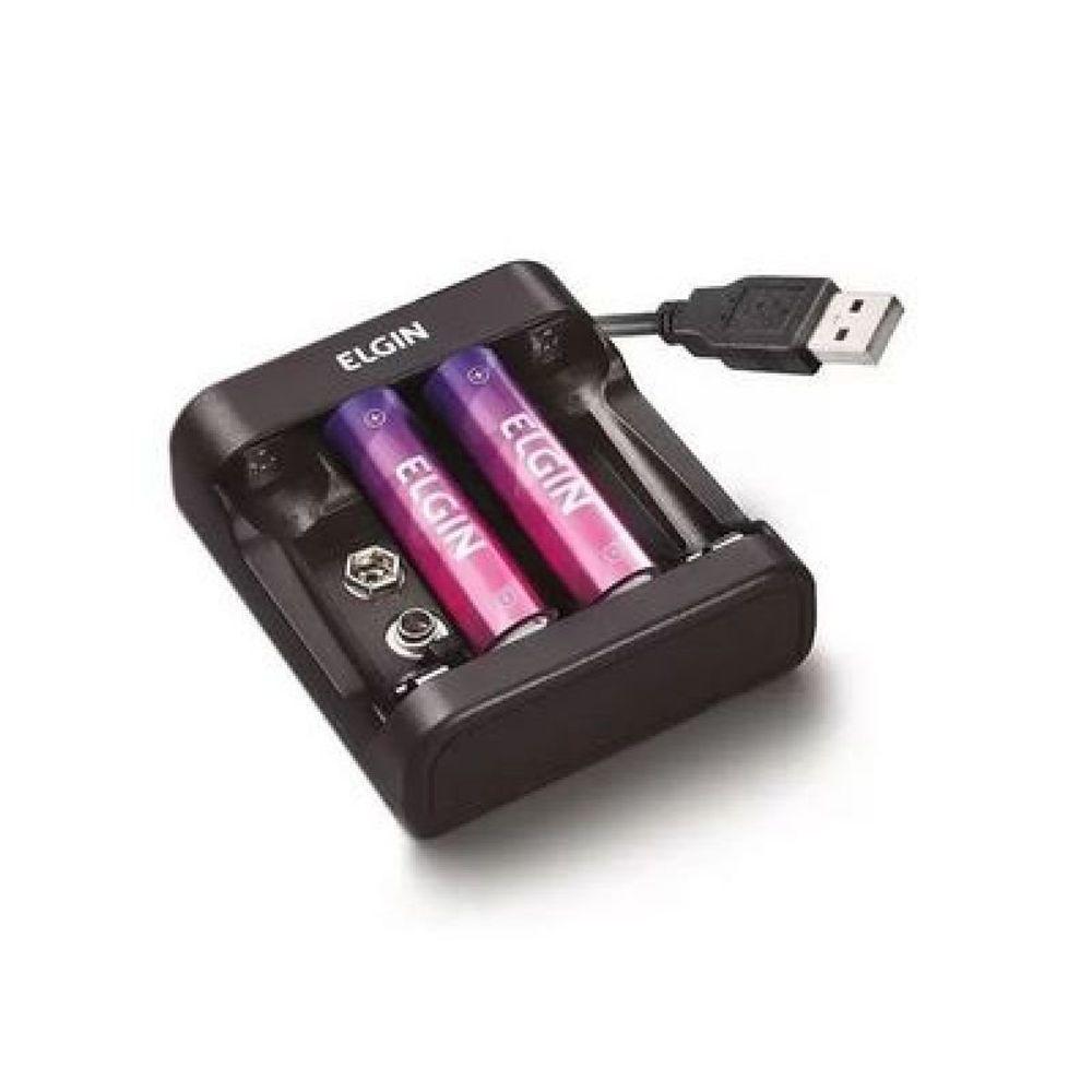 Carregador De Pilha Elgin Usb Com Cabo Alim5v1a Aa Aaa 9v