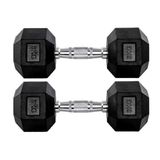 Par Halteres 8kg + 8kg Dumbbell Sextavado Emborrachado Pegada Cromada Gallant (gdb08f3b-pt)