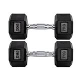 Par Halteres 7kg + 7kg Dumbbell Sextavado Emborrachado Pegada Cromada Gallant (gdb07f3b-pt)