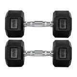 Par Halteres 6kg + 6kg Dumbbell Sextavado Emborrachado Pegada Cromada Gallant (gdb06f3b-pt)