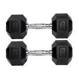 Par Halteres 9kg + 9kg Dumbbell Sextavado Emborrachado Pegada Cromada Gallant (gdb09f3b-pt)