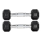 Par Halteres 1kg +1kg Dumbbell Sextavado Emborrachado Pegada Cromada Gallant (gdb01f3b-pt)