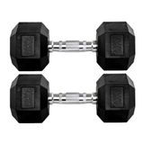 Par Halteres 10kg + 10kg Dumbbell Sextavado Emborrachado Pegada Cromada Gallant (gdb10f3b-pt)