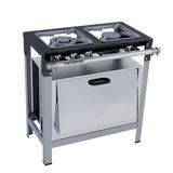 Fogao 2 Bocas 30x30cm Gas Glp Baixa Pressão Perfil 6,5 Inox Com Forno - Metalmaq