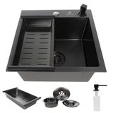 Cuba Gourmet Quadrada Aço Inox 304 Preta 44x44 Acessórios