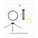 Ring Light 8&quot; De Mesa + Tripé Iluminador Arco De Led