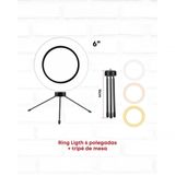 Ring Light 6&quot; De Mesa + Tripé Iluminador Arco De Led