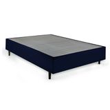 Cama Box King com Colchão Mola Ensacada Guldi Firme Branco e Azul