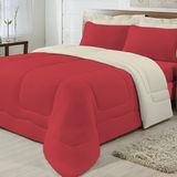Edredom Dupla Face Queen Size Algodão Vermelho com Palha