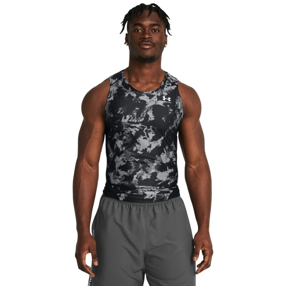 Regata De Compressão Masculina Under Armour Heatgear Iso-chill Printed M Preto