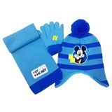 Kit Inverno Infantil Masculino Mickey Touca Cachecol Luva