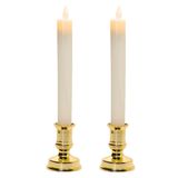 Castiçal Com Vela Elétrica 25cm Decoração Natalina 2pçs