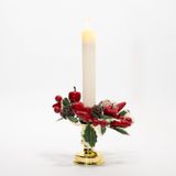 Castiçal Decorado 2pçs Elétricas Pinha Frutas Natal 25cm