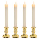 Kit 4 Castiçal Com Vela Elétrica Decoração Natalina 25cm
