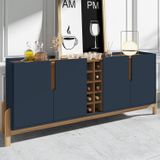 Buffet Aparador 190cm 4 Portas Com Adega Lizz  Azul Cobalto/cedro