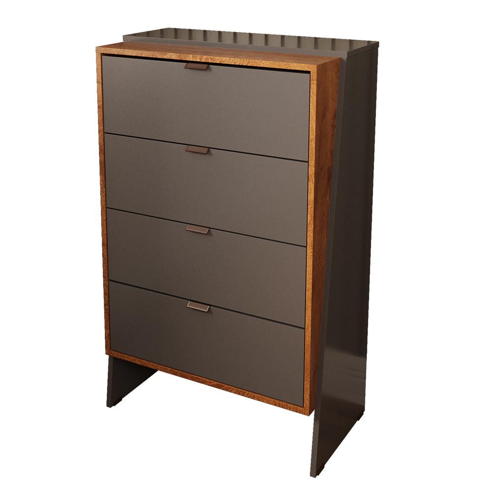 Cômoda Aurora Quarto Com 4 Gavetas Titanium/naturale