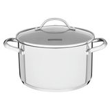 Caçarola Funda Tramontina Una Em Aço Inox Com Fundo Triplo E Tampa De Vidro 16cm 1,8l