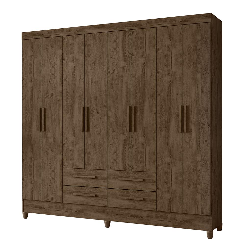 Guarda Roupa Florida Quarto Casal Com 8 Portas E 4 Gavetas Castanho