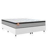 Cama Box Colchão Casal Queen Molas Ensacadas Real 158x198x65cm Linho Branco / Preto Inducol - Suporta Até 130kg Por Pessoa