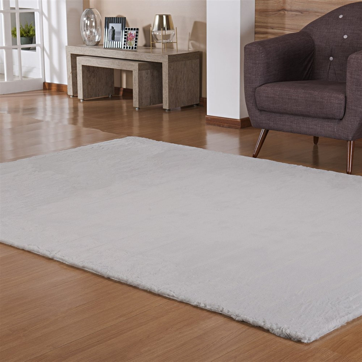 Tapete Para Sala 150cmx200cm Bangor Niazitex Prata