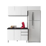 Cozinha Modulada 3 Peças 7 Portas 2 Gavetas Com Tampo Evidence Branco Poliman