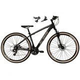 Bicicleta Aro 29 Ksw Xlt Alumínio 24v Câmbios Shimano Garfo Suspensão Pneu Faixa Bege Preto-prata 17
