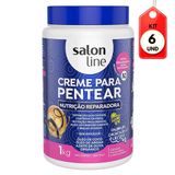 Kit C/06 Salon Line Nutrição Reparadora Creme P/ Pentear 1kg