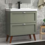 Gabinete Para Banheiro Com Cuba 80cm Retro Mdf Verde Milano - On Móveis