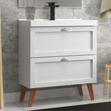 Gabinete Para Banheiro Com Cuba 80cm Retro Mdf Milano - On Móveis Cor:branco