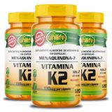 Kit 3 Vitamina K2 Menaquinona-7 Unilife 120 Cápsulas