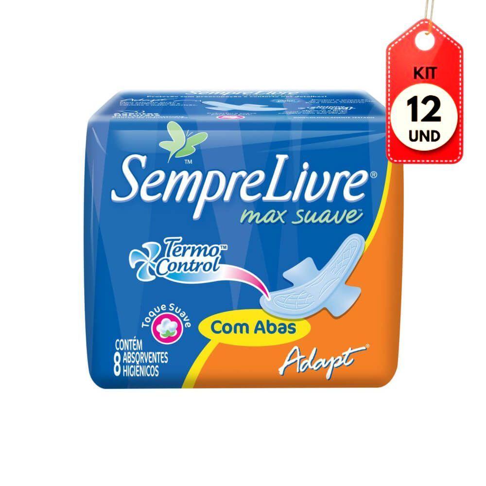 Kit C/12 Sempre Livre Adapt Maxsuave Absorventes Higiênicos C/ Abas C/8