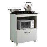 Balcão Para Cooktop 5 Bocas 1 Porta Basculante 1 Nicho Para Micro-ondas Salvia Kaiki Móveis