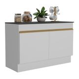 Balcão Cozinha Gabinete Pia 120cm 2 Portas Com Rodapé Veneza Multimóveis Mp2239 Branco/dourado Branco/dourado