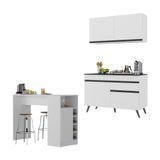 Cozinha Compacta Com Bancada Americana 1 Porta Veneza Multimóveis Mp2207 Branco/preto Branco/preto