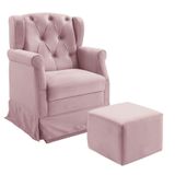 Poltrona Cadeira De Amamentação Balanço E Puff Ternura Material Sintético Speciale Home Rosa