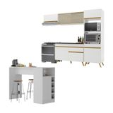 Cozinha Modulada Com Bancada Americana Veneza Multimóveis Mp2208 Branco/dourado Branco/dourado