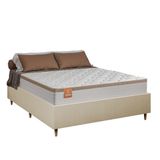 Cama Box Desmontável Casal Queen Com Colchão Molas Ensacadas Real 158x198x66cm Bege-branco Inducol Suporta Até 130kg Por Pessoa