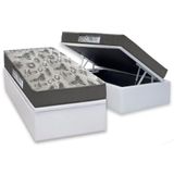 Cama Box Baú Solteiro: Colchão Espuma Ortobom D33 - Ep Iso 100 Ultra Firme + Base Crc Courano White(88x188)