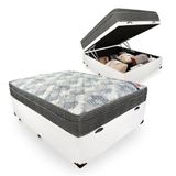 Cama Box Baú Casal + Colchão Ortobom Iso Superpocket Molas Ensacadas 55x138x188 Branco