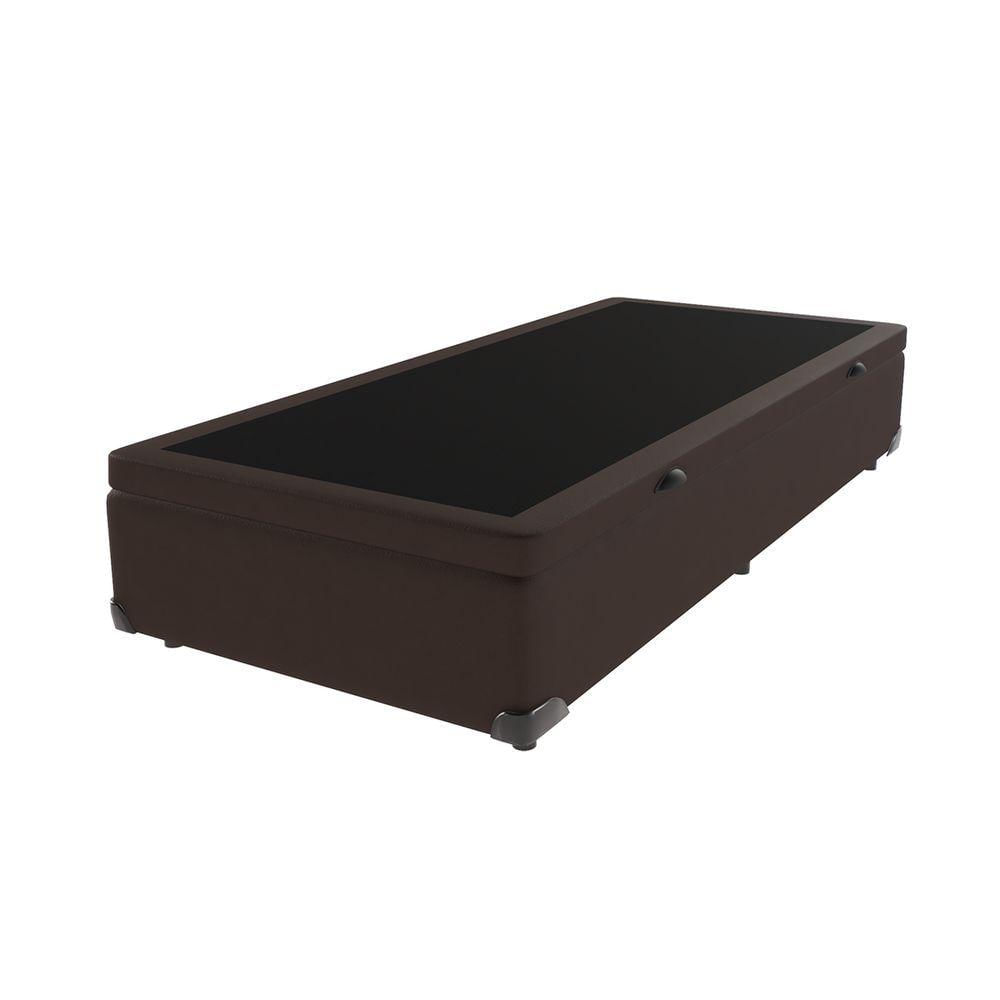 Base Box Com Baú Solteiro Bege De Madeira 88cm Kazamix Cor:marrom